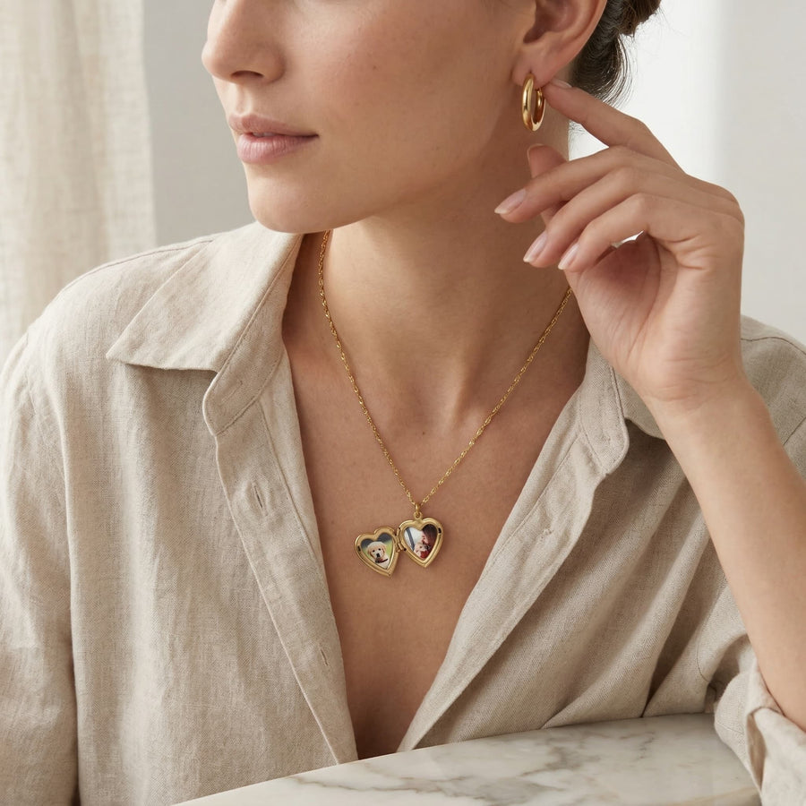 Engravable Heart Locket Necklace