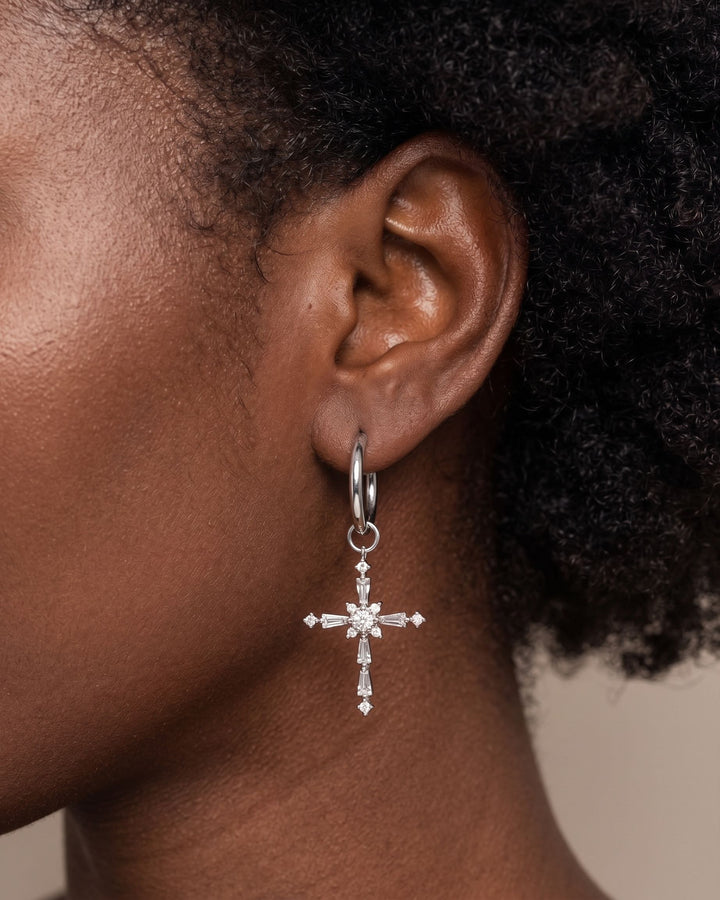 CZ Cross Earrings model