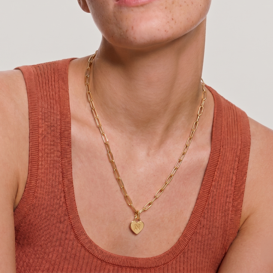 Chunky Heart Initial Necklace