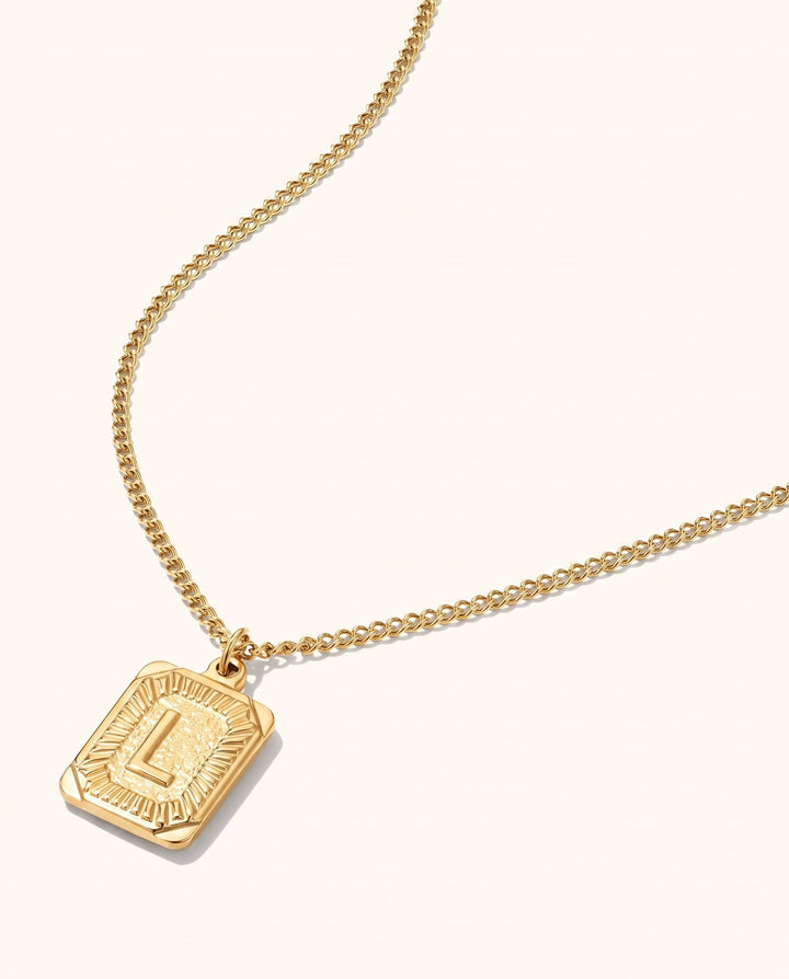 Medal Initial Necklace model