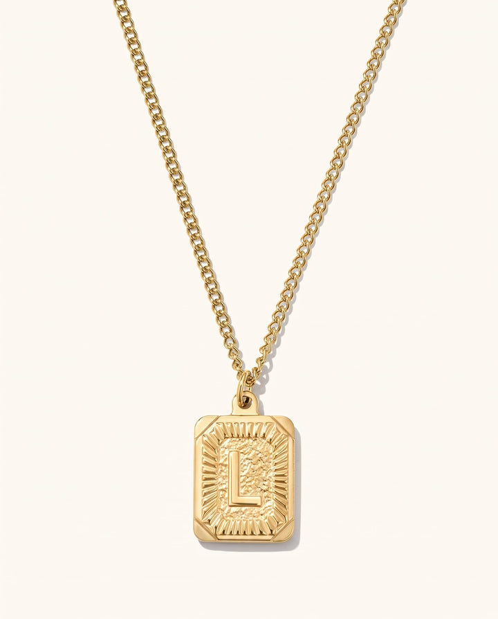 Medal Initial Necklace