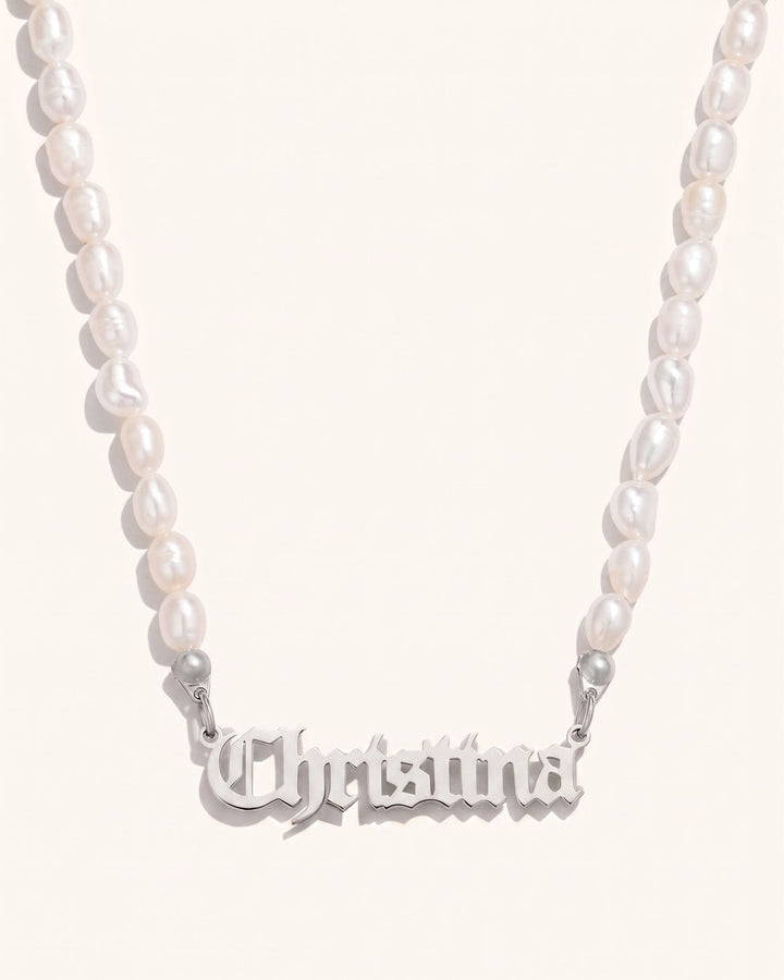 Old English Pearl Name Necklace