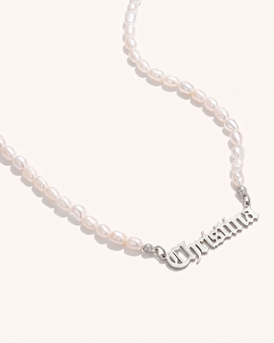 Old English Pearl Name Necklace