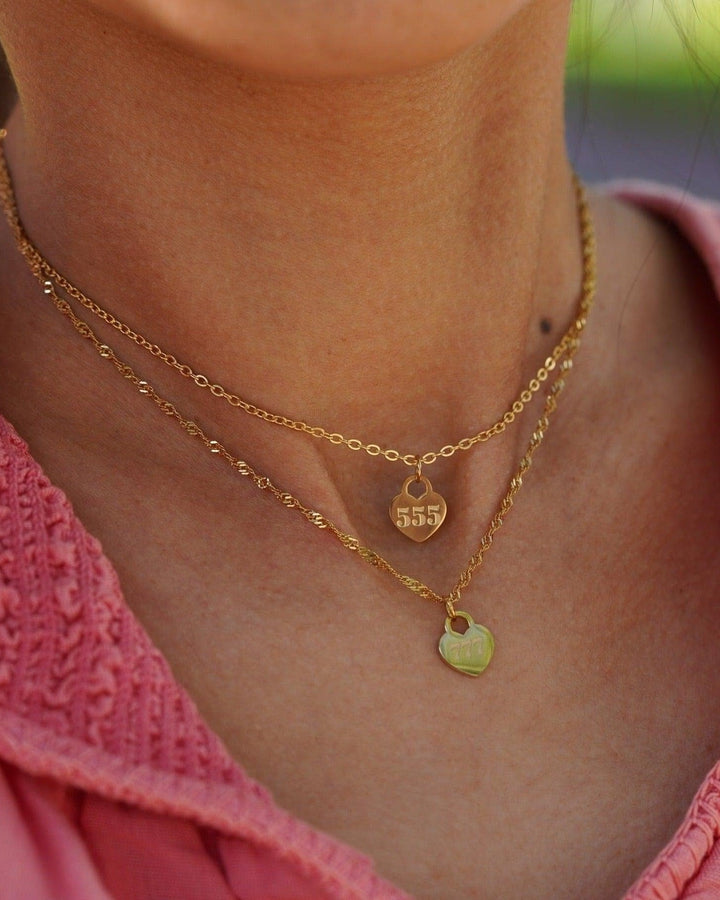 Angel Number Heart Necklace model