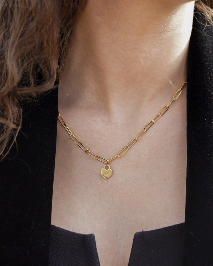 Chunky Heart Initial Necklace model