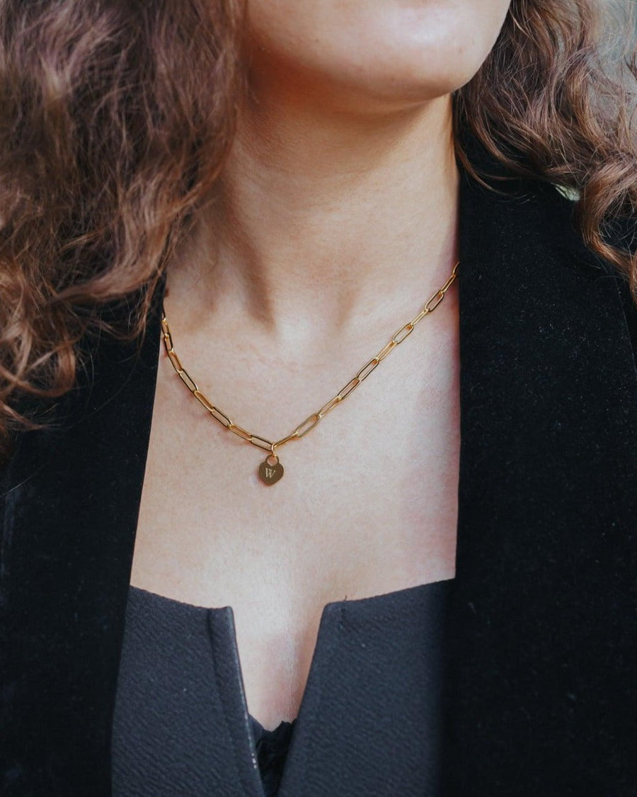 Chunky Heart Initial Necklace