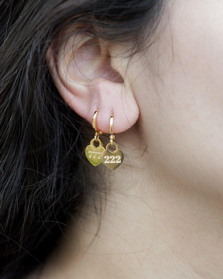 Angel Number Heart Earrings model