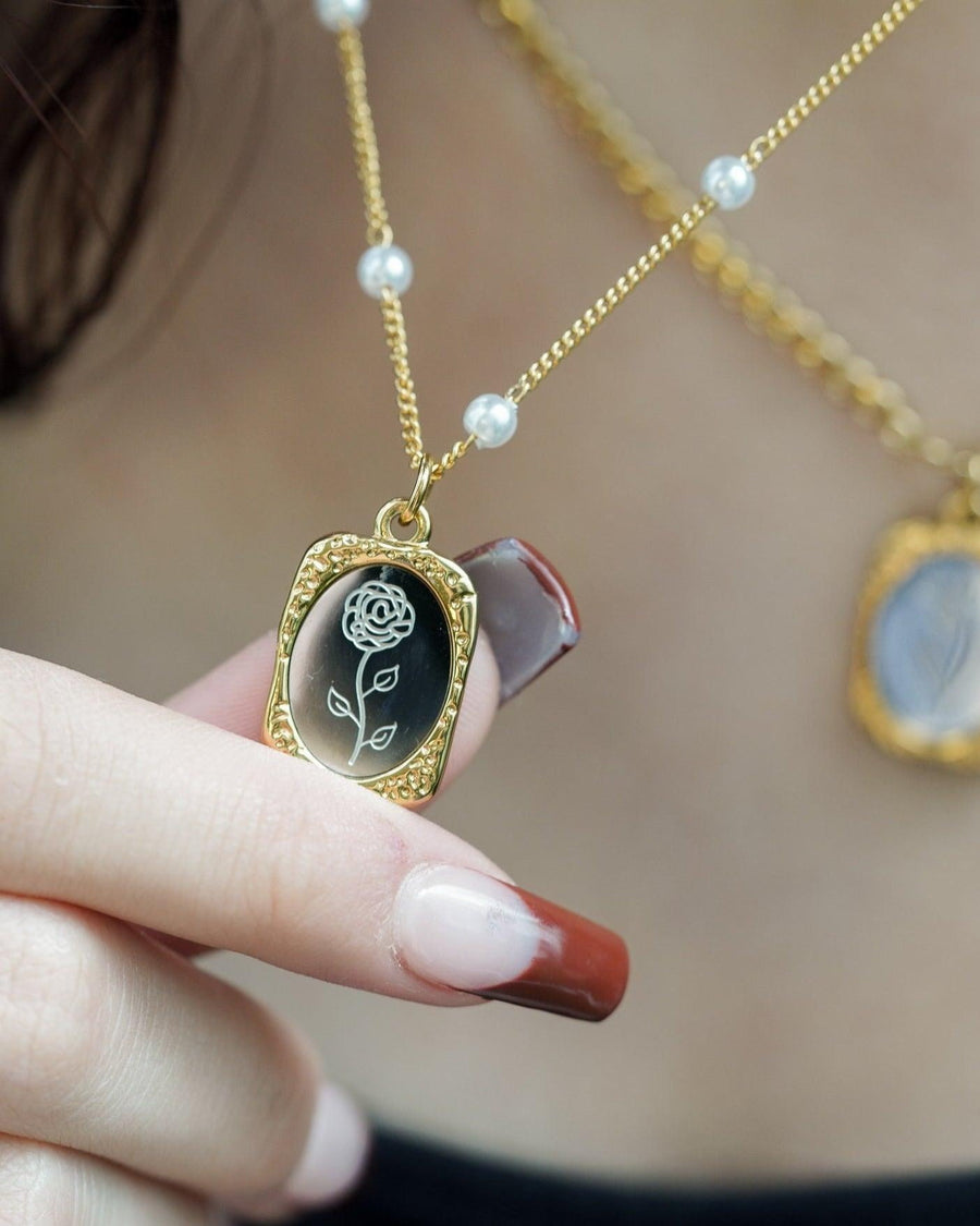Mirror Birth flower Necklace