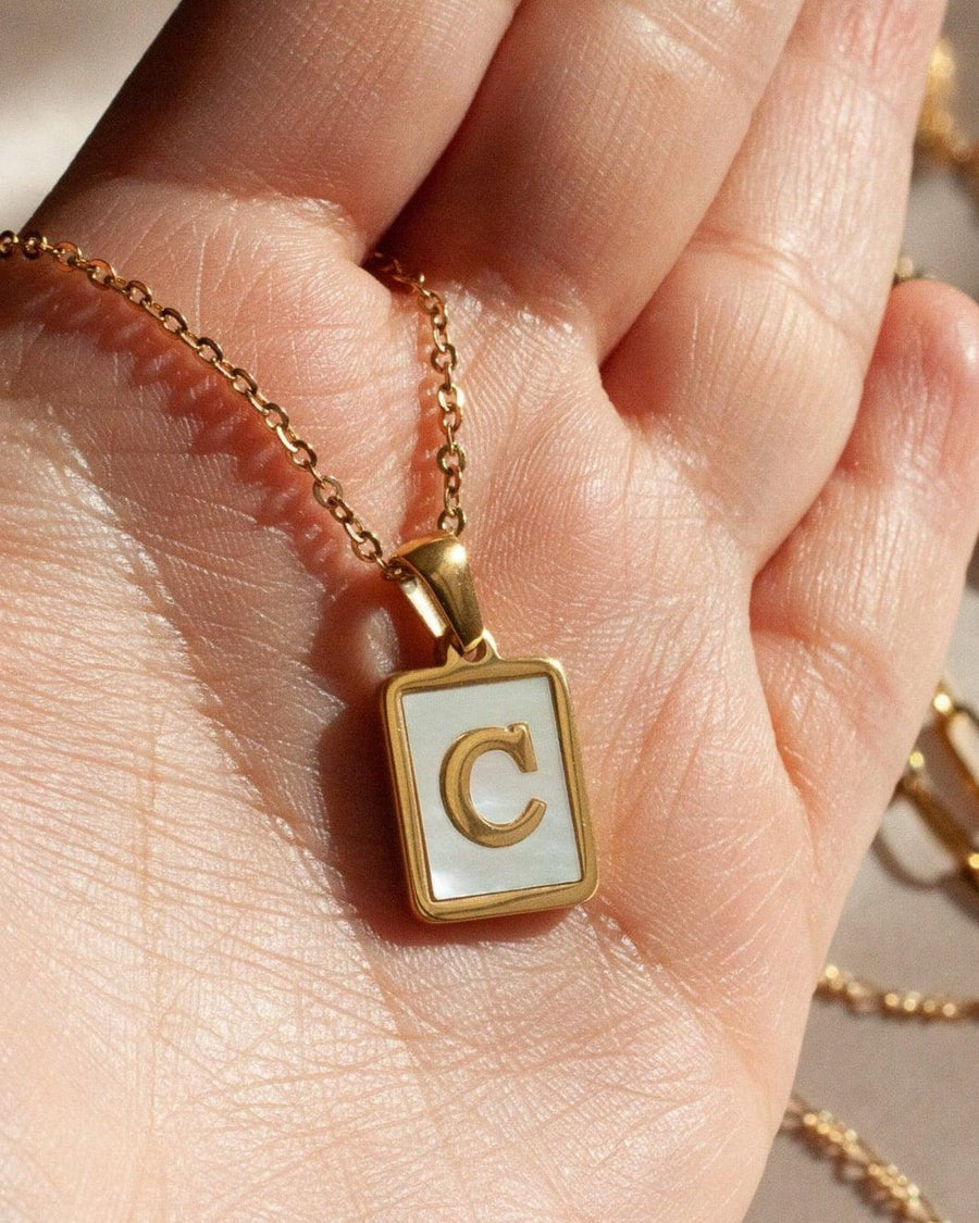 Mother of Pearl Initial Necklace