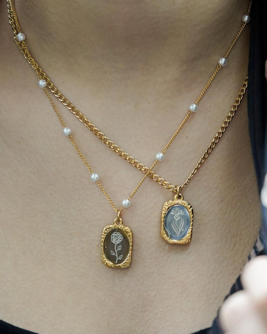 Mirror Birth flower Necklace