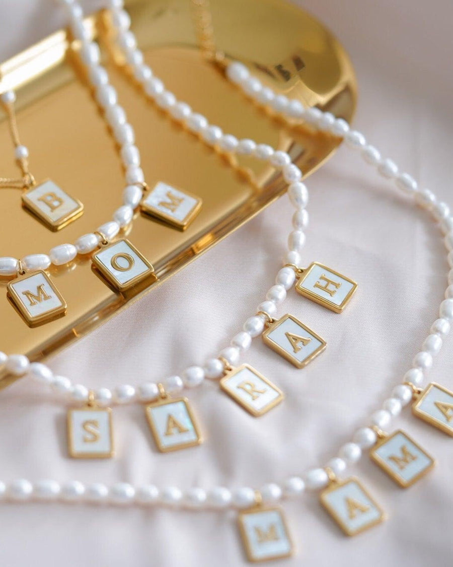 Mother of Pearl Initial Necklace