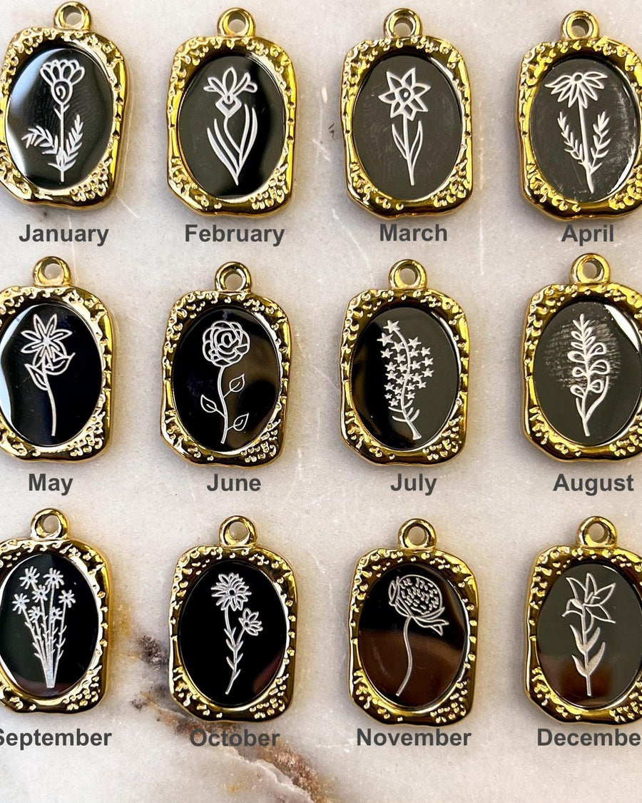 Mirror Birth flower Necklace