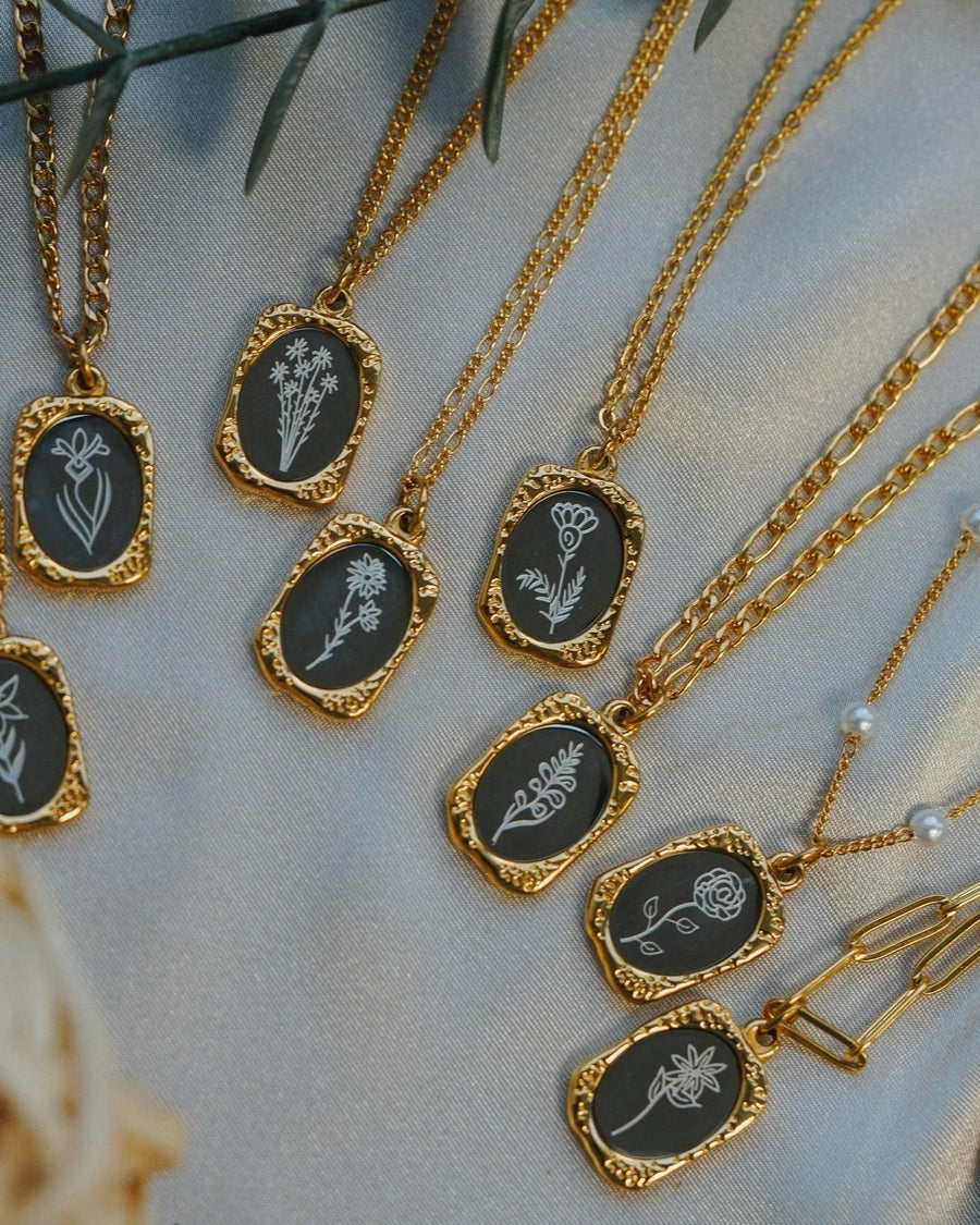 Mirror Birth flower Necklace