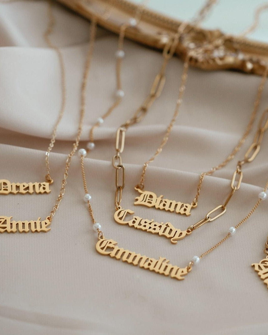 Old English Name Necklace