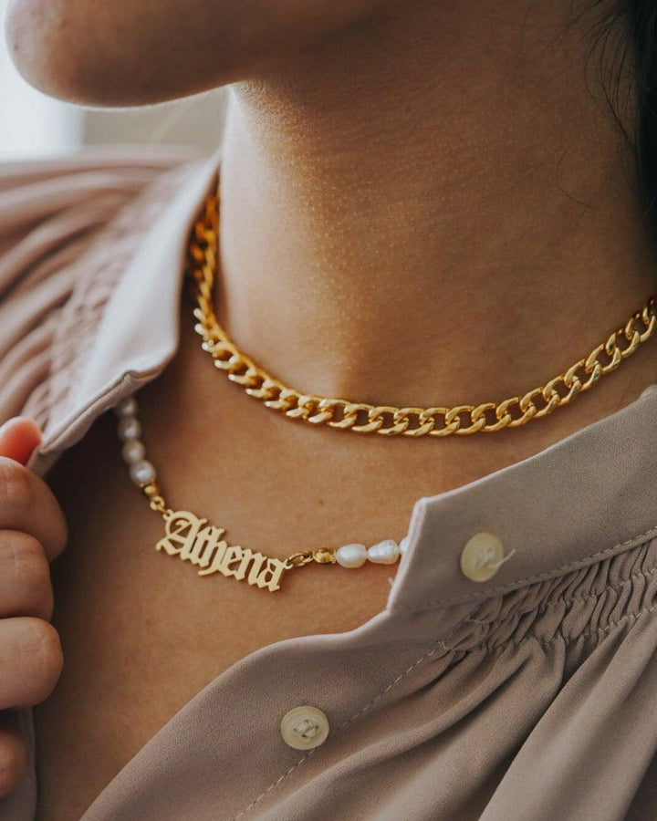 Old English Name Necklace model