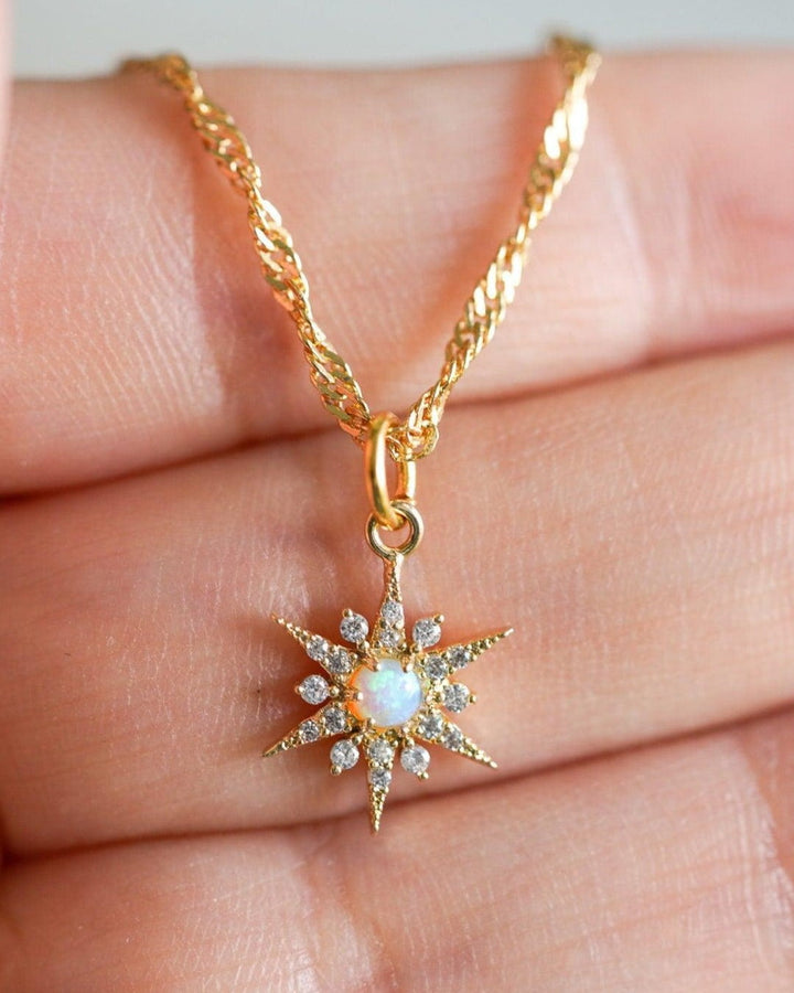 Opal Star Necklace model