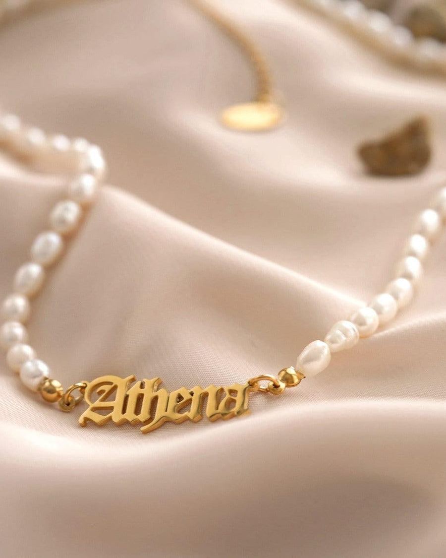 Old English Pearl Name Necklace