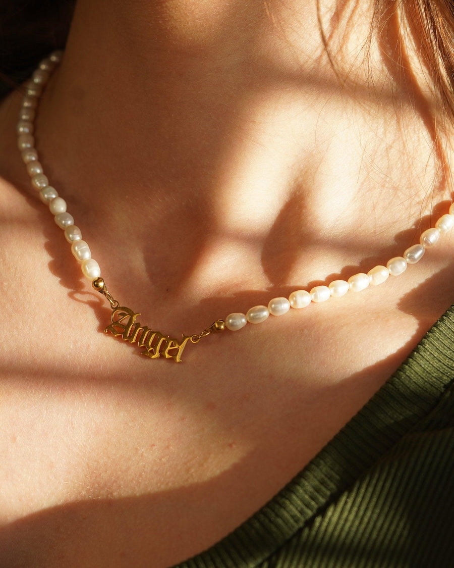 Old English Pearl Name Necklace