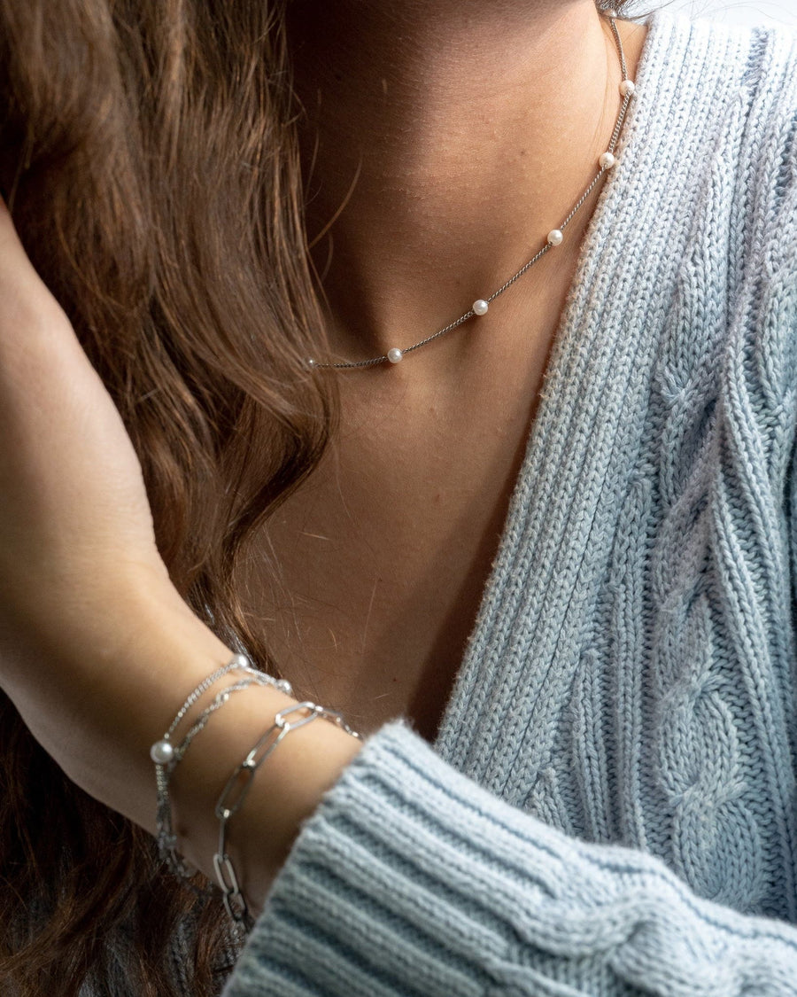 Satellite Pearl Chain Necklace