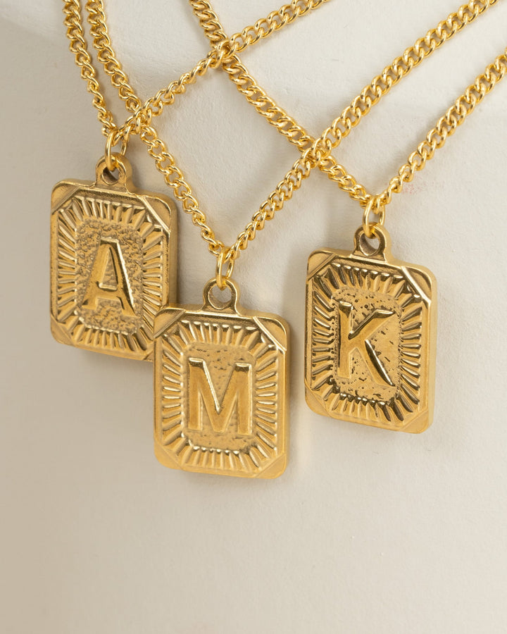 Medal Initial Necklace model