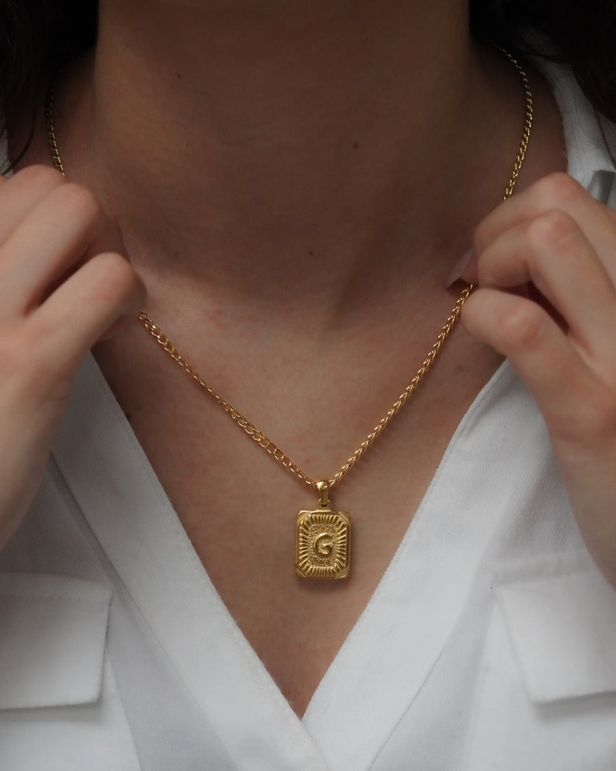Medal Initial Necklace