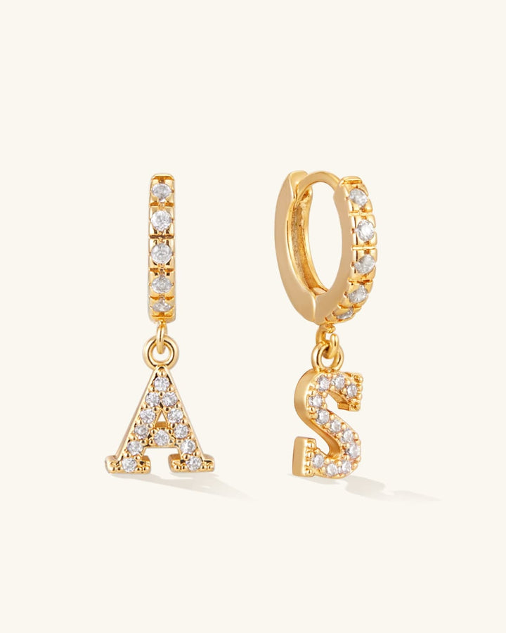 Pave Initial Earrings