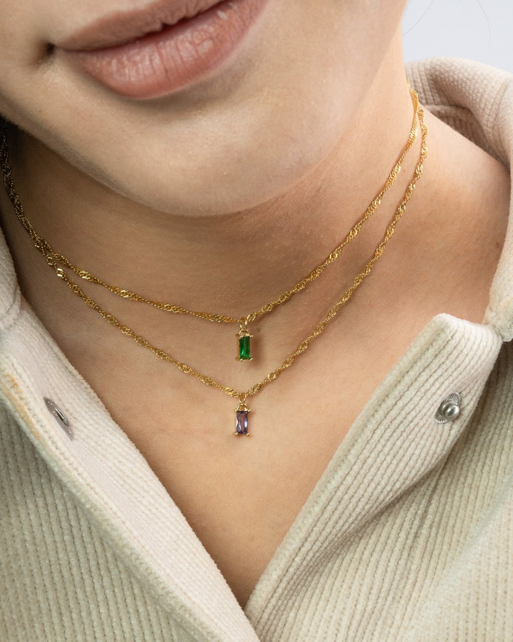 Baguette Birthstone Necklace model