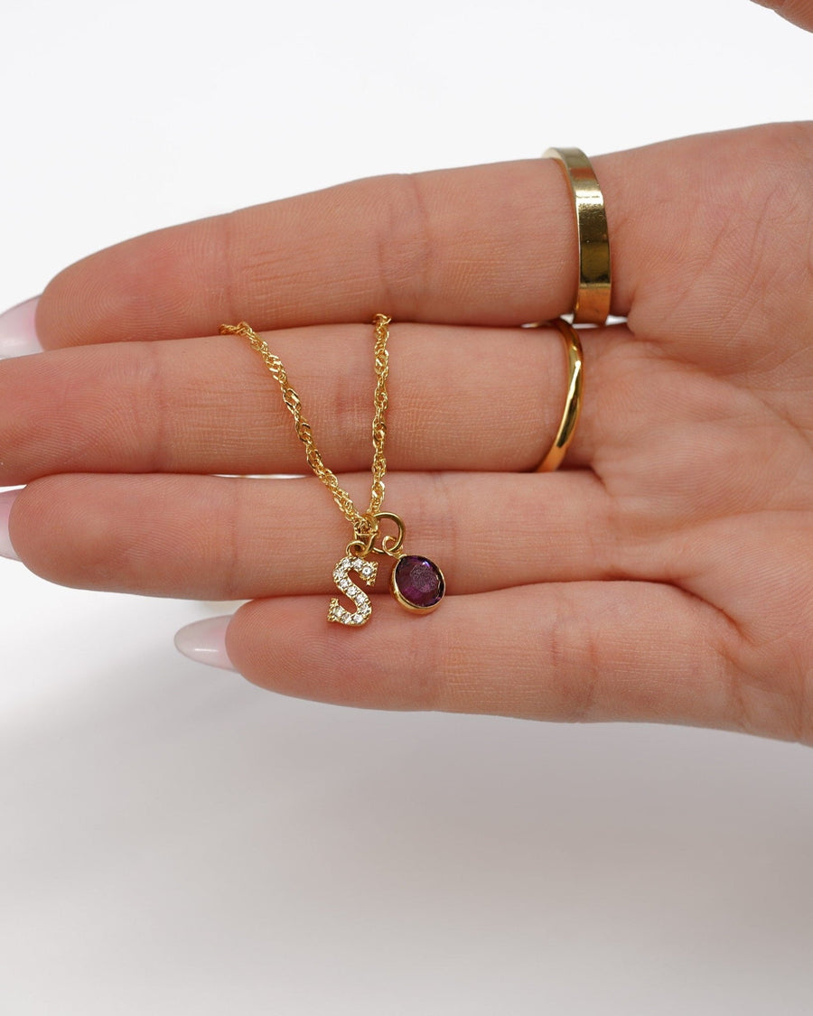 Birthstone Initial Necklace