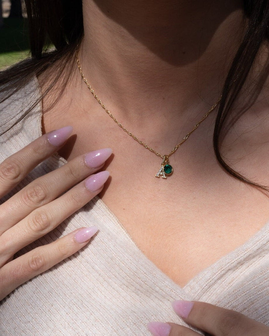 Birthstone Initial Necklace