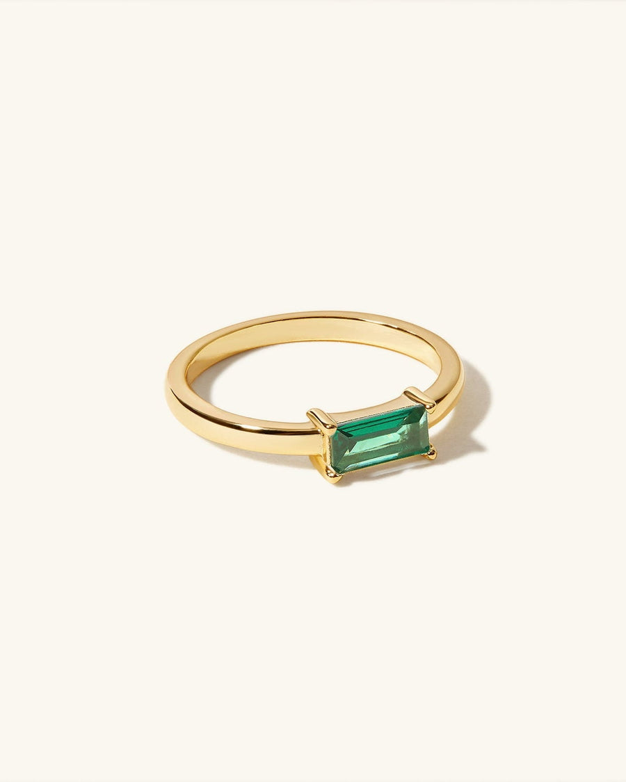Emerald birthstone baguette ring