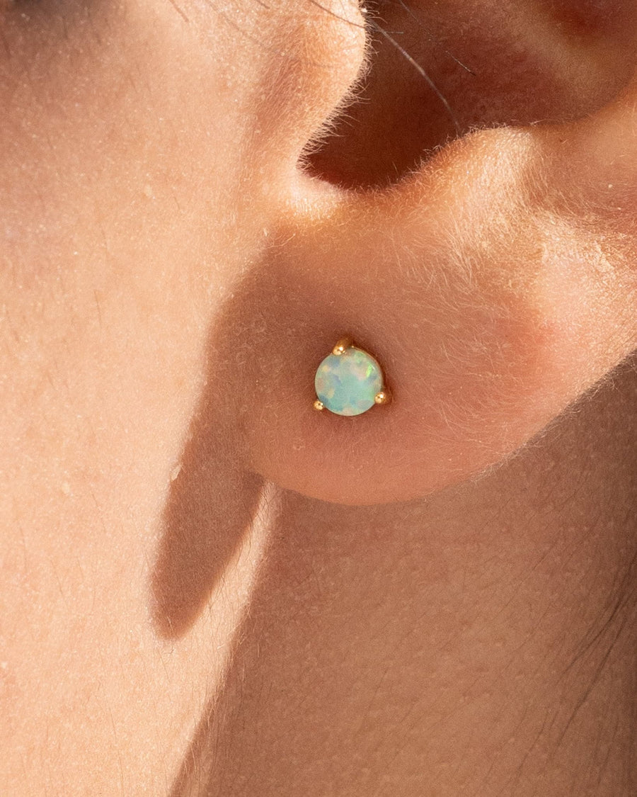 Style Image - Dainty opal stud earring with 5mm opal on ear