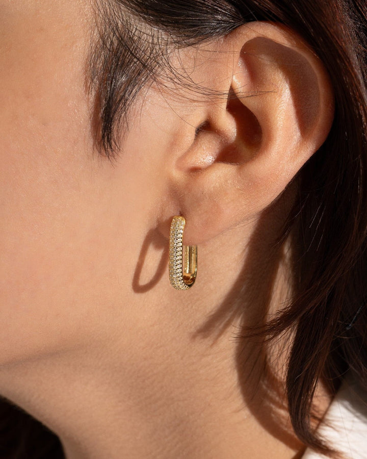 Pave Link Hoop Earrings model