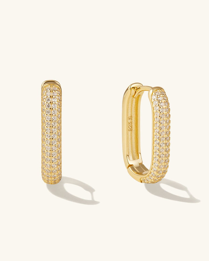 Pave Link Hoop Earrings