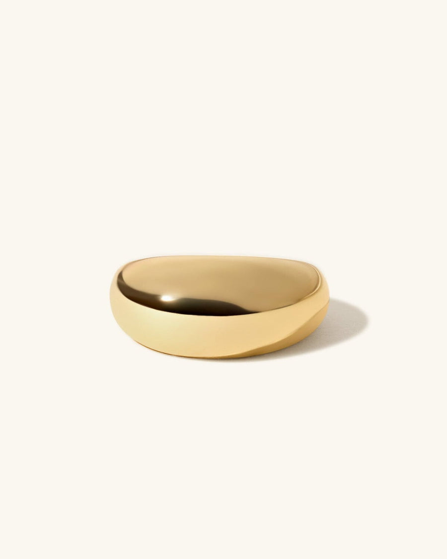 Detail Image - Dome Statement Ring in 14K gold plated finish with a smooth rounded dome profile