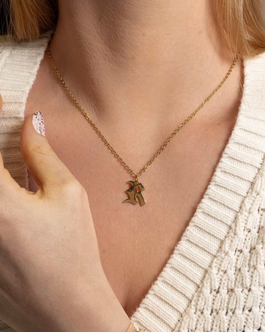 Old English Initial Necklace