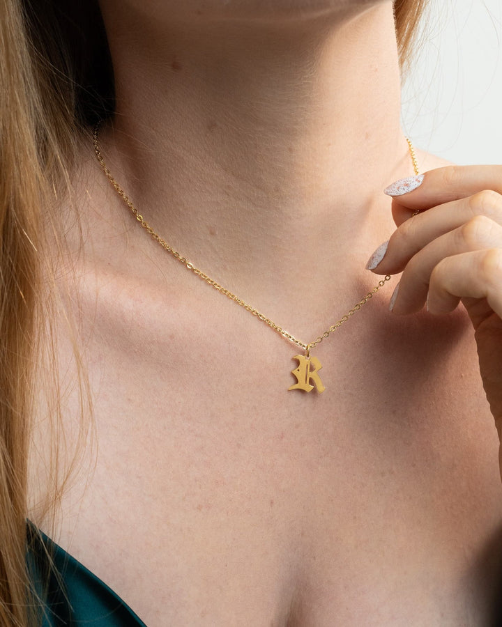 Old English Initial Necklace model