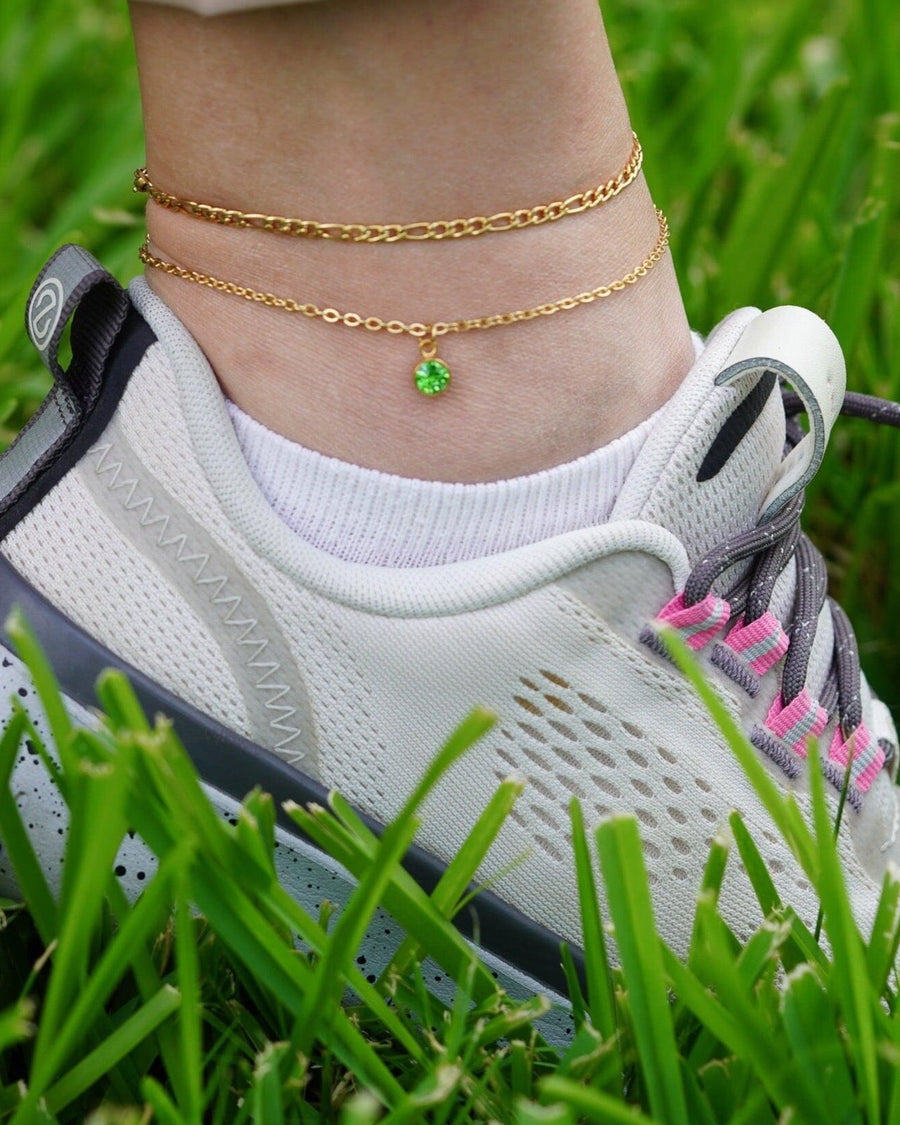 Dainty Birthstone Anklet - Babeina Jewelry model image