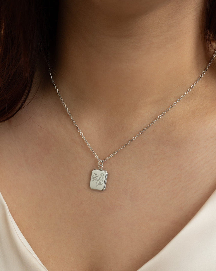 Engravable Birth Flower Necklace model