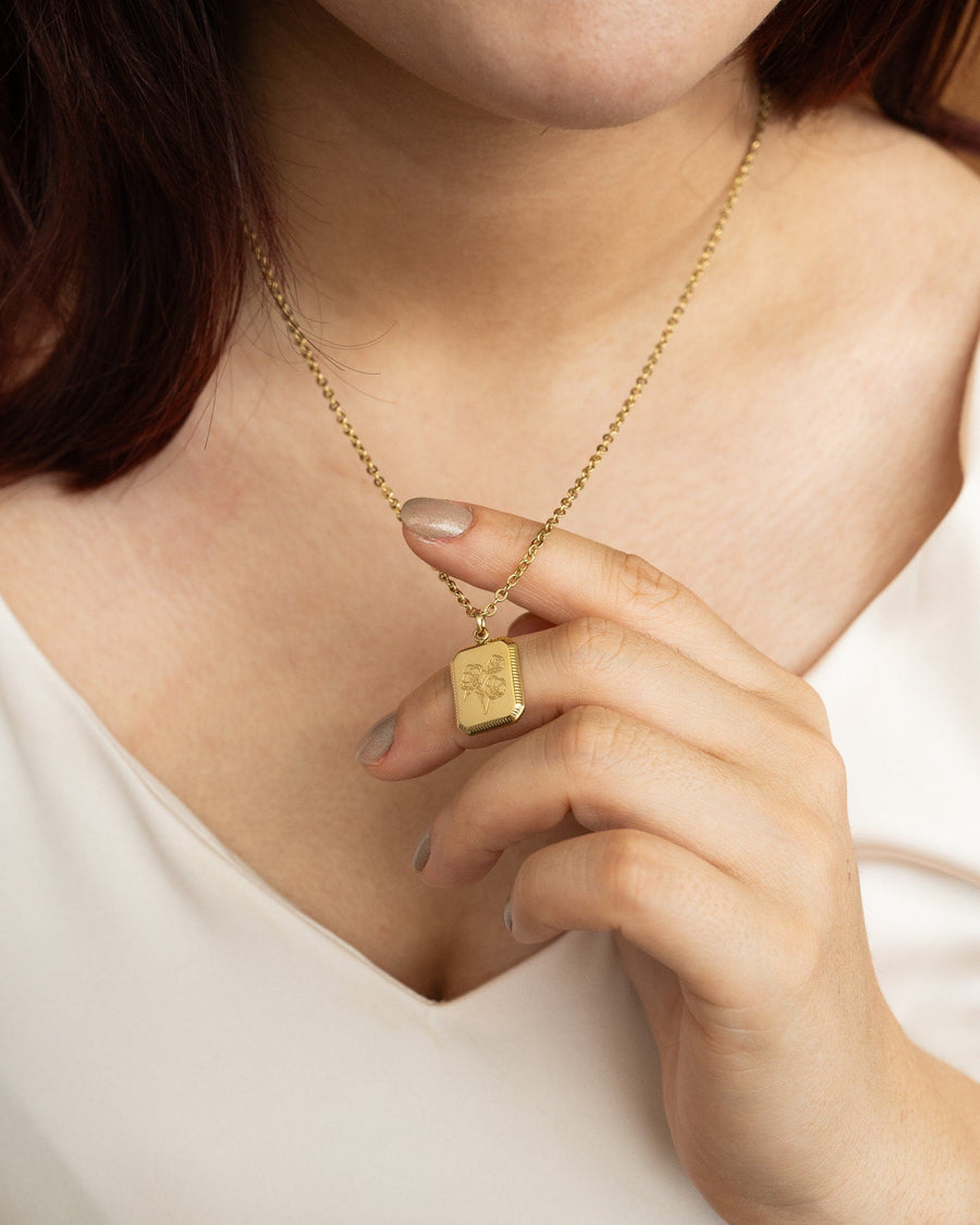 Engravable Birth Flower Necklace