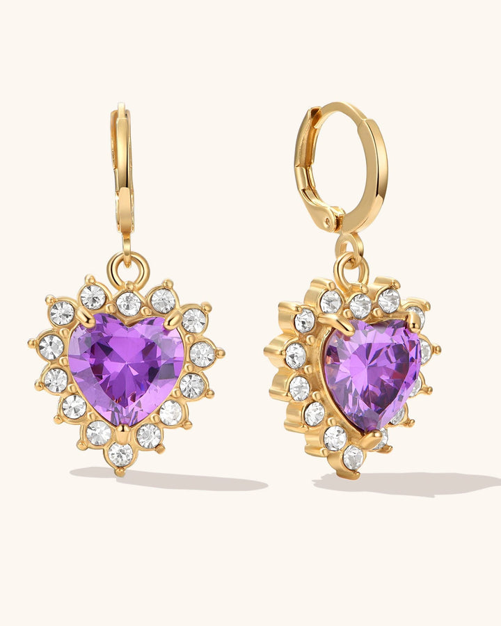 Purple Queen Heart Earrings