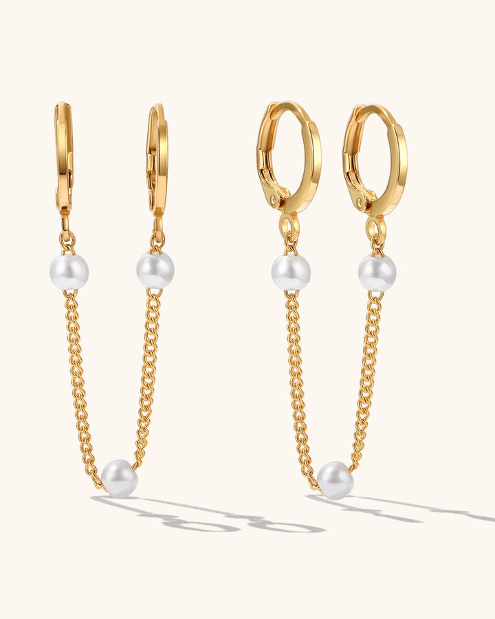 Handcuff Pearl Satellite Earrings