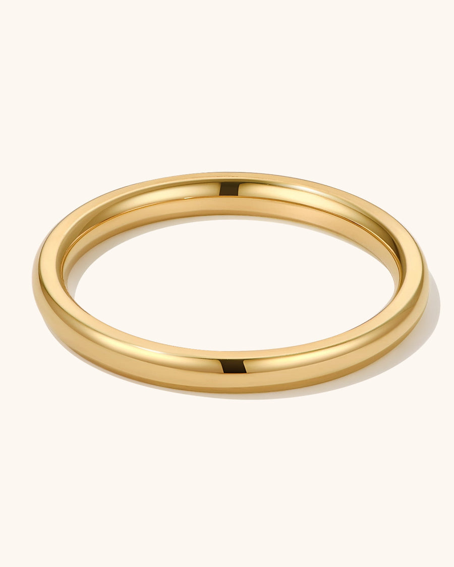 Detail Image - 2mm 18k gold plated stainless steel band ring with a minimalist stackable design
