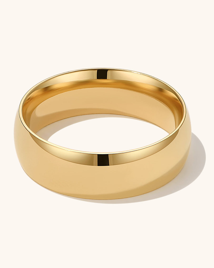 Detail Image - 6mm 18k gold plated stainless steel band ring with smooth wide profile