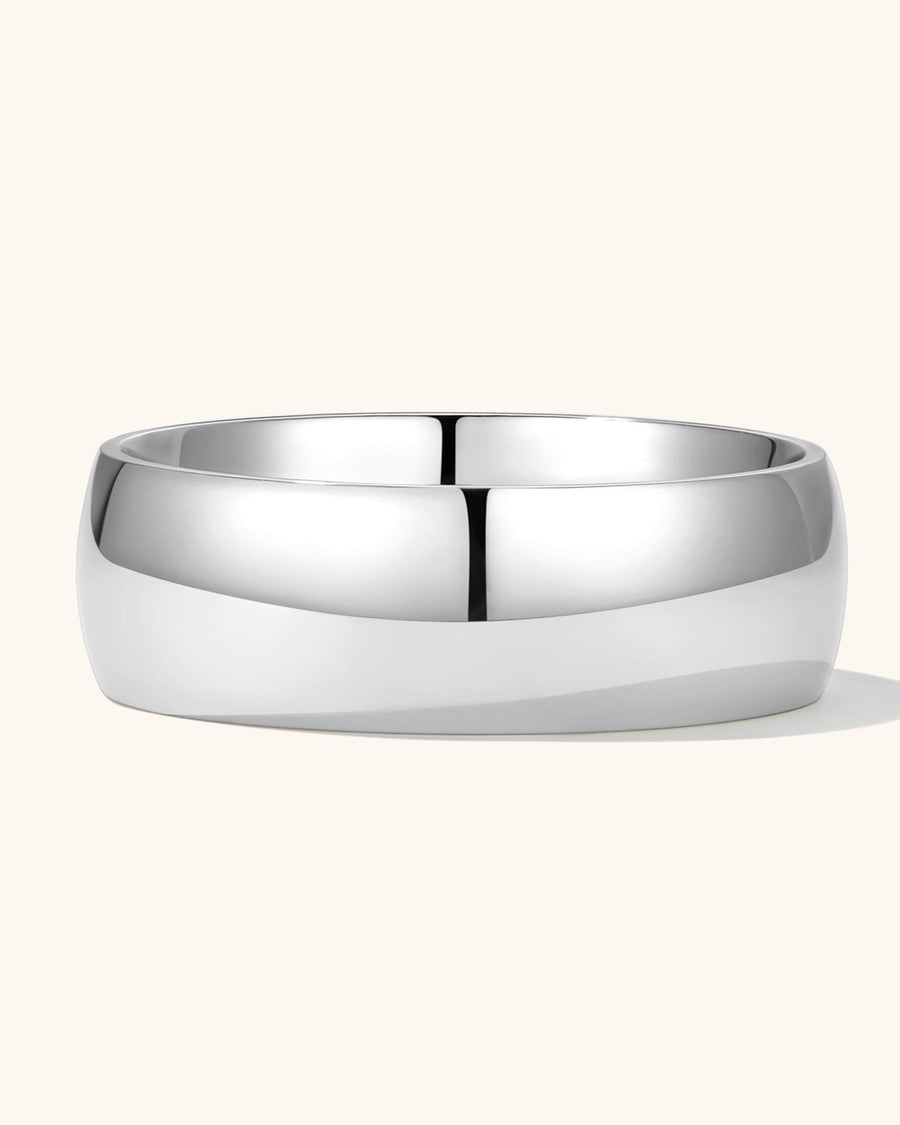 Detail Image - 6mm silver band ring with a smooth, wide profile on stainless steel