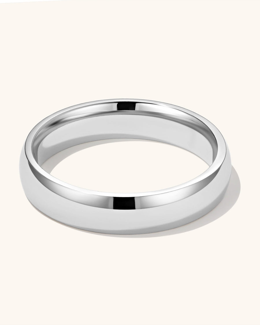 Detail Image - 4mm silver band ring in stainless steel with a minimalist stackable design