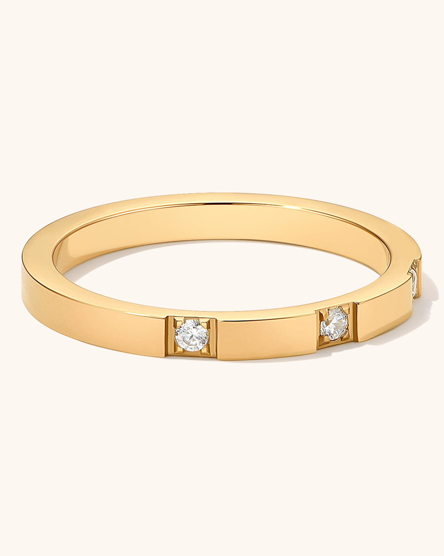 Detail Image - Trio Stackable Ring with a delicate gold plated stainless steel band and unique accent design