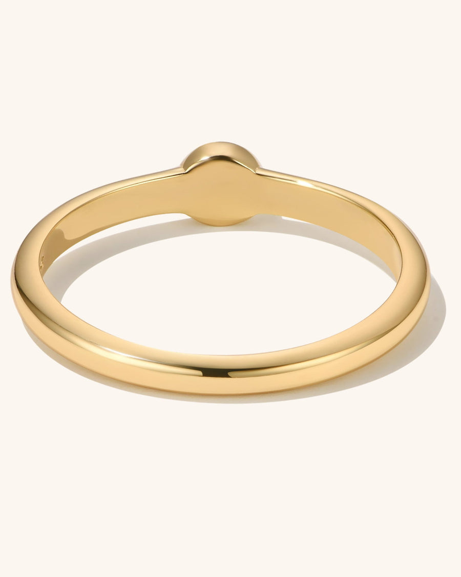 Detail Image - Birthstone ring band interior with minimalist 2mm stackable design in 14k gold plated metal