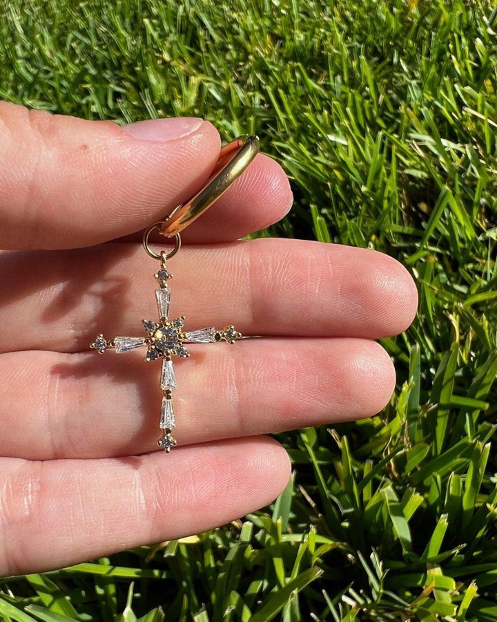 CZ Cross Earrings model