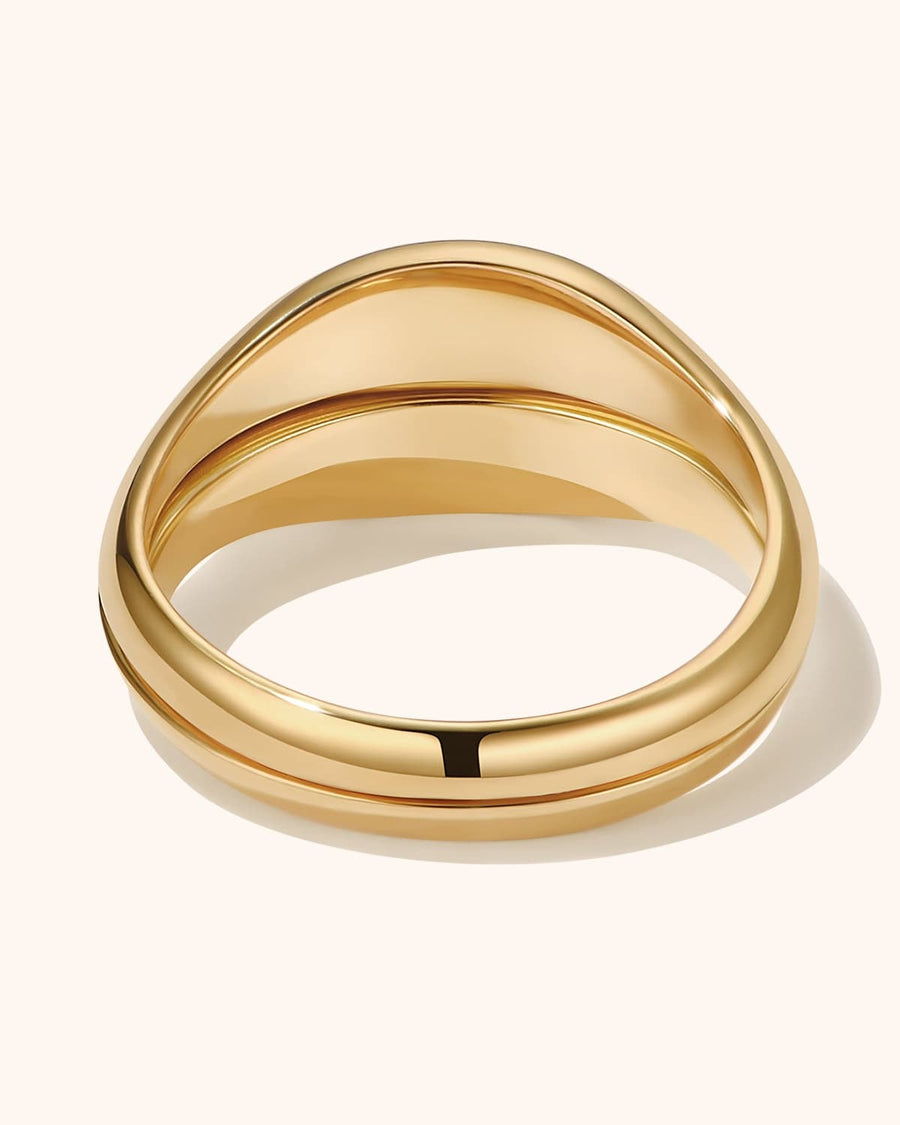 Detail Image - 18k gold plated stainless steel ring shown in close-up with a smooth rounded band profile