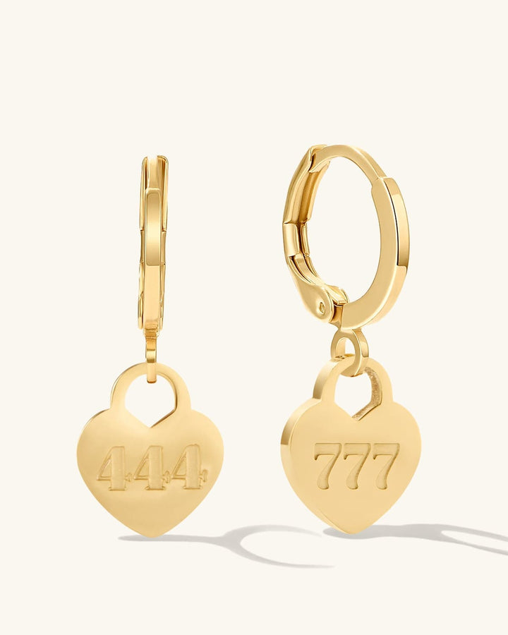 Angel Number Heart Earrings